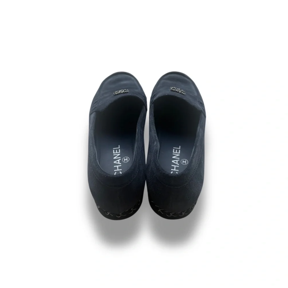 CHANEL navy suede